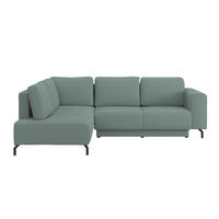 ECKSOFA Graugrün Cord Rückenkissen, Bettkasten  - Schwarz/Graugrün, MODERN, Textil/Metall (210/272cm) - P & B