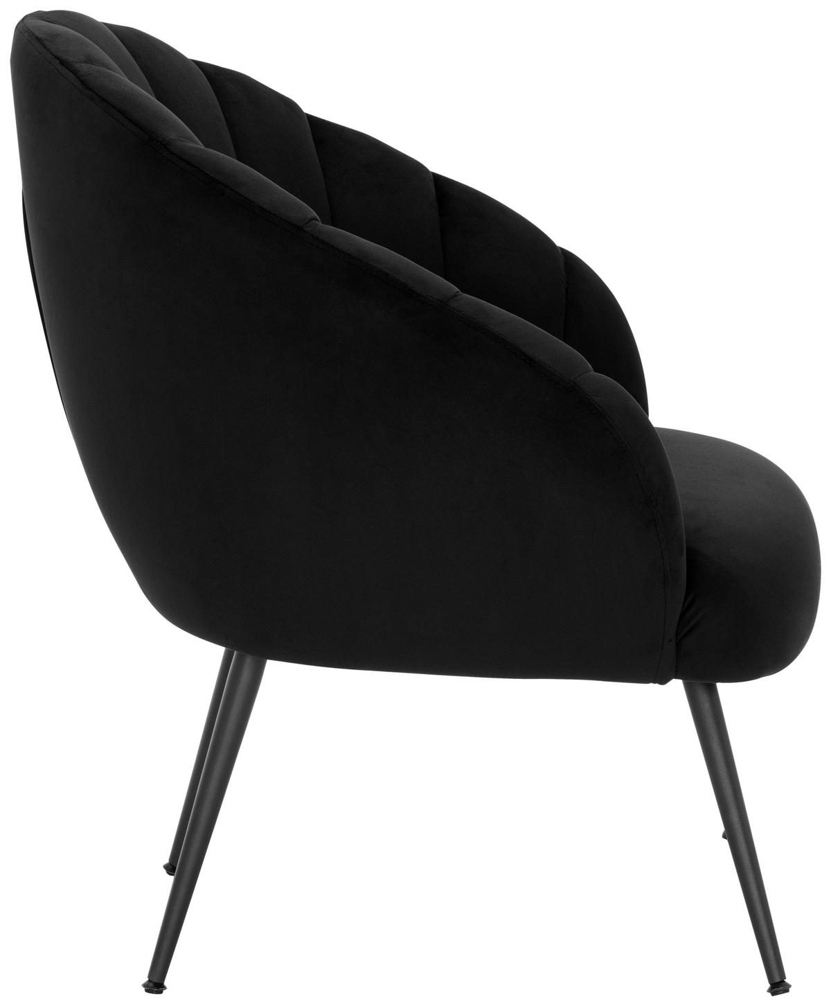 COCKTAILSESSEL Samt Schwarz    - Blau/Schwarz, MODERN, Textil/Metall (67/80/78cm) - Livetastic