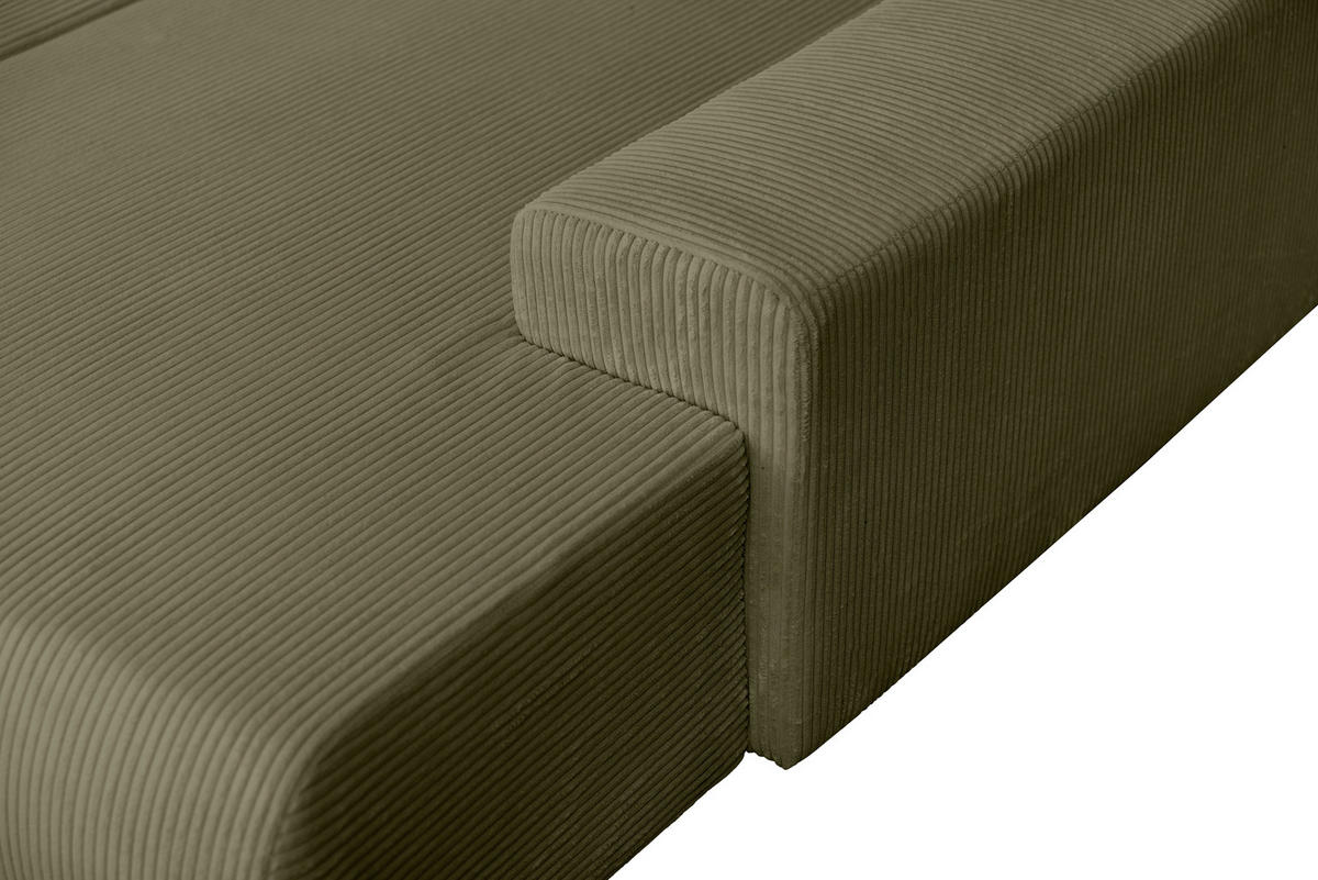 WOHNLANDSCHAFT Olivgrün Cord  - Schwarz/Olivgrün, KONVENTIONELL, Textil/Metall (191/351/191cm) - Carryhome