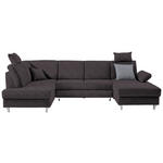 WOHNLANDSCHAFT  in Struktur Graubraun  - Graubraun/Silberfarben, KONVENTIONELL, Holz/Textil (186/322/167cm) - Cantus