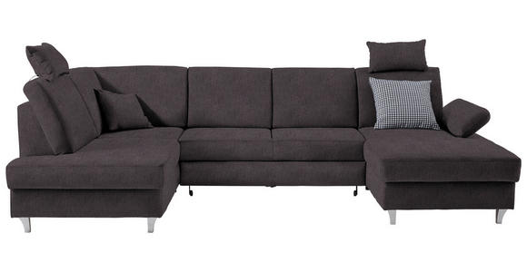 WOHNLANDSCHAFT  in Struktur Graubraun  - Graubraun/Silberfarben, KONVENTIONELL, Holz/Textil (186/322/167cm) - Cantus