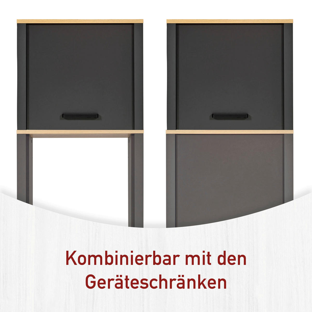 AUFSATZSCHRANK 70/60,5/60 cm   - Anthrazit/Schwarz, MODERN, Holzwerkstoff/Metall (70/60,5/60cm) - home24