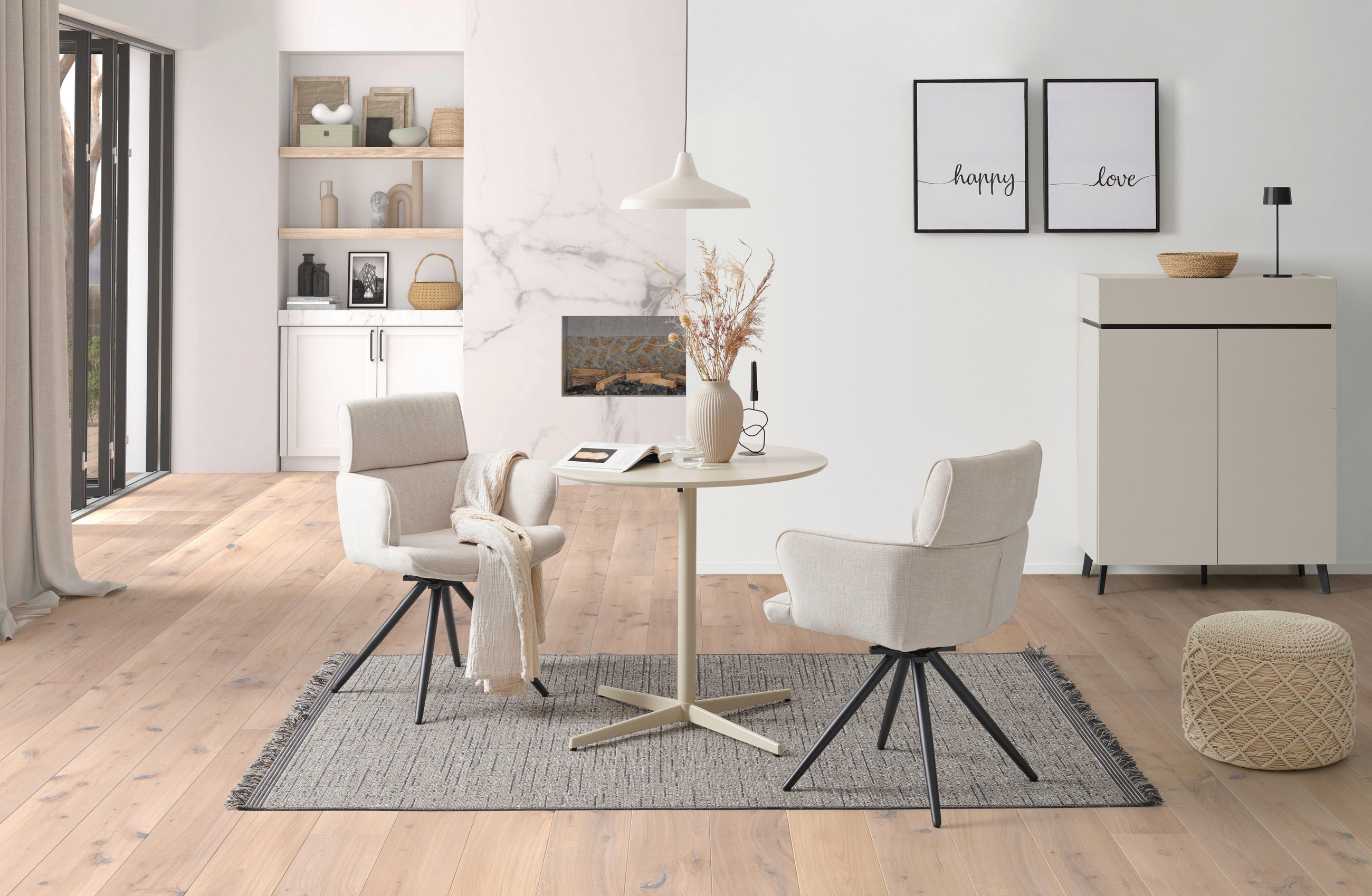 ARMLEHNSTUHL  in Eisen Webstoff  - Beige/Schwarz, KONVENTIONELL, Textil/Metall (62/89/62cm) - Livetastic