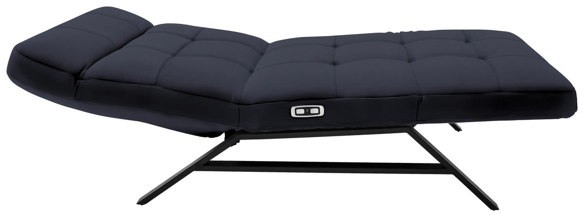 Liege mit motorischer Relaxfkt Echtleder Schwarz  - Schwarz, Design, Leder/Metall (120/54-113/158-198cm) - Pure Home Lifestyle