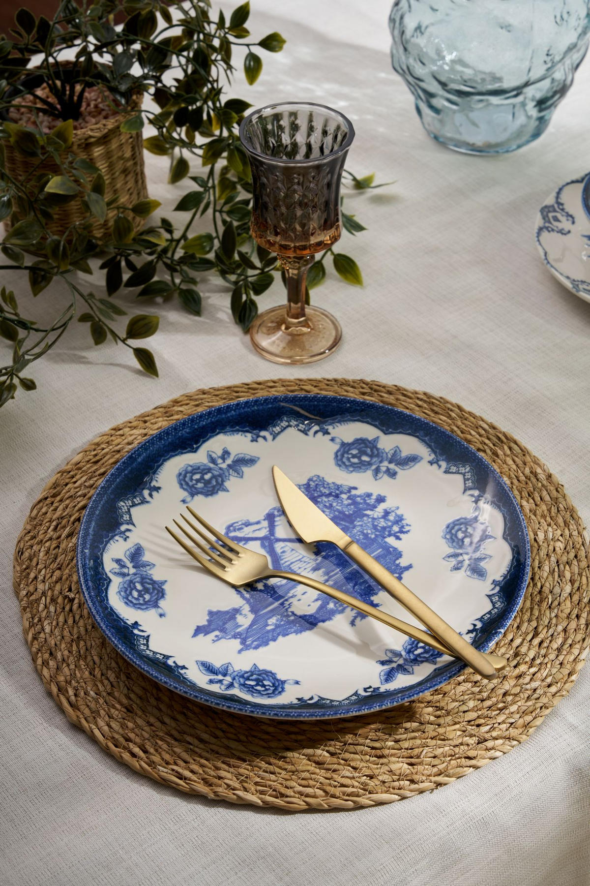 KOMBISERVICE Blau, Weiß 24-teilig 6 Personen  - Blau/Weiß, Basics, Keramik - P & B