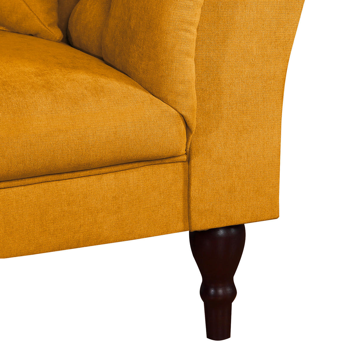 3-SITZER-SOFA in Mikrofaser Senfgelb  - Senfgelb/Braun, Design, Holz/Textil (232/79/97cm) - Livetastic
