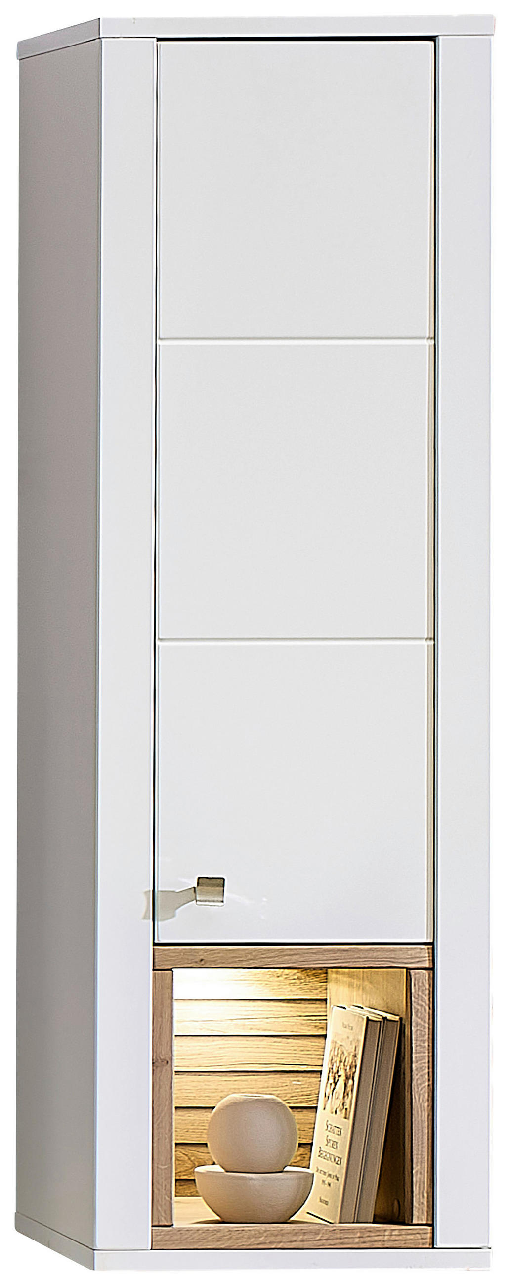 VITRINA,  - bela, Design, leseni material (42/133/41cm) - Hom`in