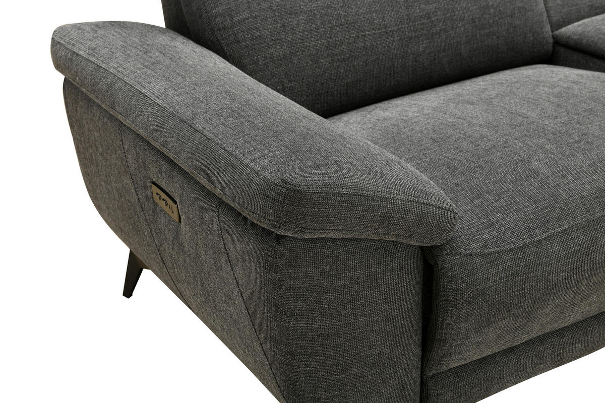HEIMKINO-SOFA Webstoff Grau  - Chromfarben/Grau, MODERN, Textil/Metall (230/98/103cm) - Livetastic