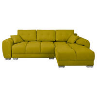 ECKSOFA in Mikrofaser Grün  - Silberfarben/Grün, Design, Textil/Metall (256/175cm) - Livetastic