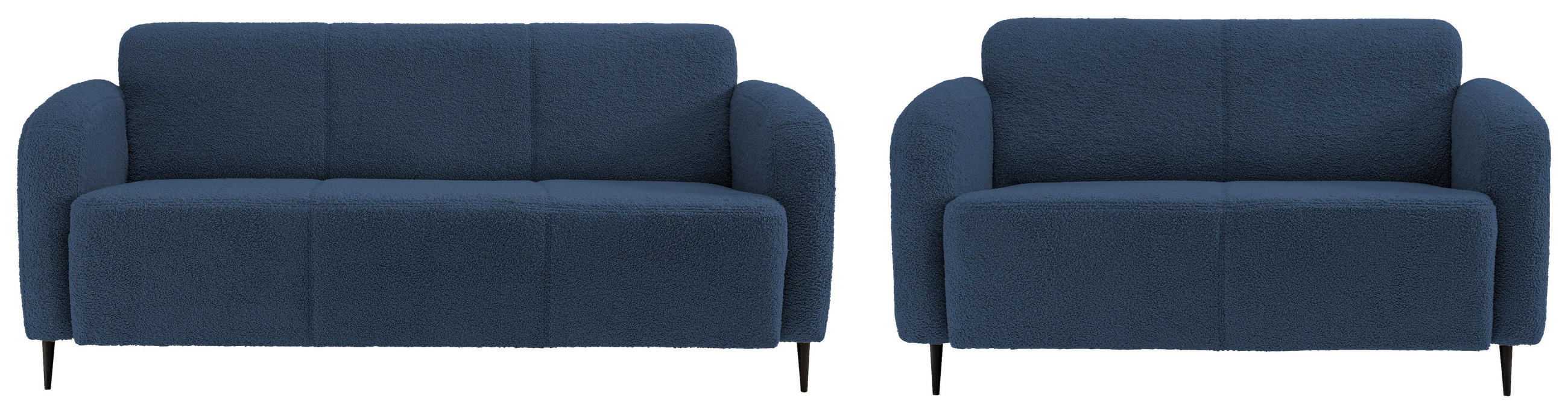 SITZGARNITUR in Teddystoff Blau  - Blau/Schwarz, MODERN, Textil/Metall (180/76/90cm) - Livetastic