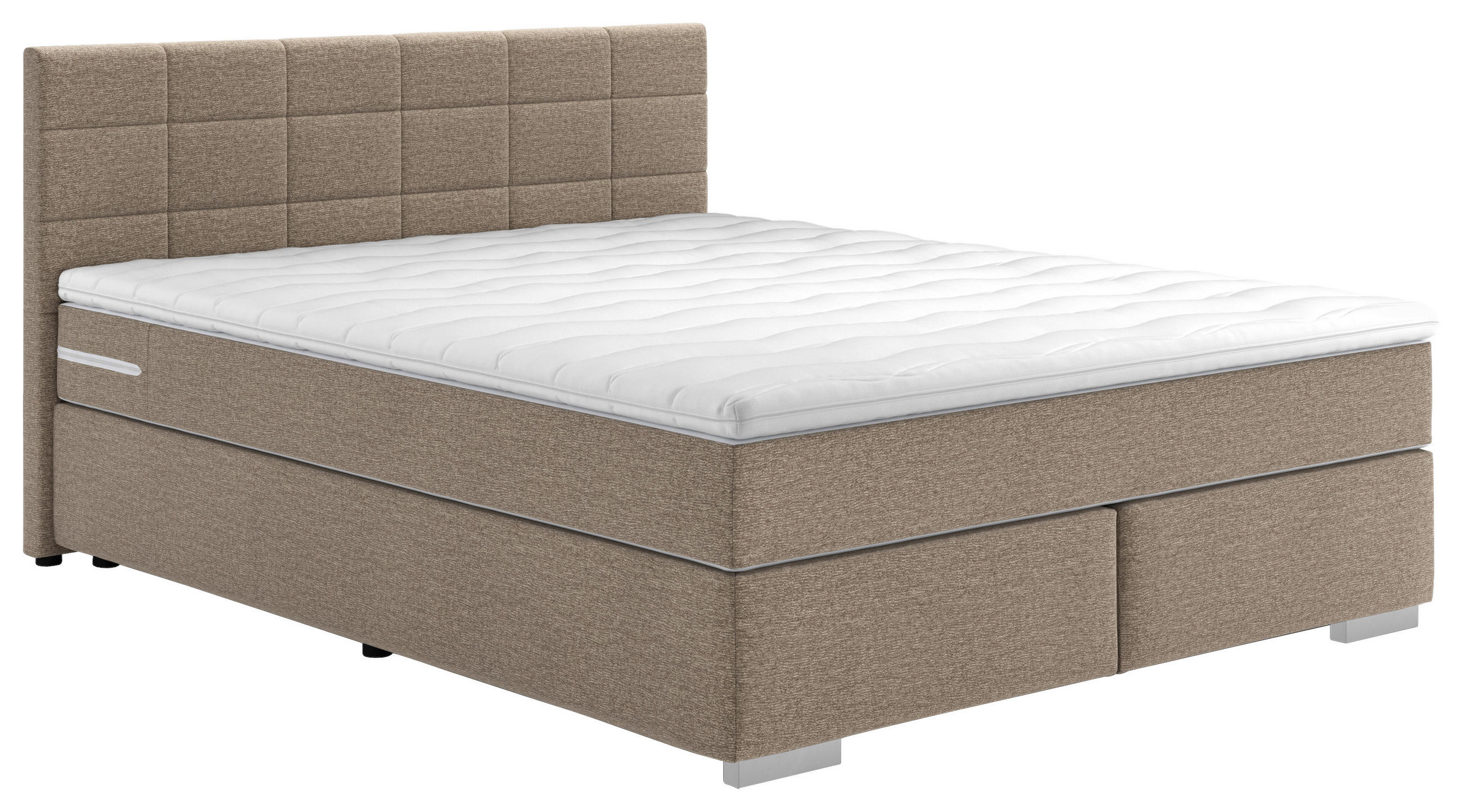 BOXSPRING-ÁGY 160/200 cm  világosszürke  - világosszürke/króm, Basics, faalapú anyag/textil (160/200cm) - Carryhome