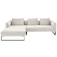 ECKSOFA in Feincord Weiß  178/284 cm  - Schwarz/Weiß, KONVENTIONELL, Textil/Metall (178/284cm) - Hom`in