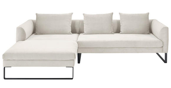 ECKSOFA  in Feincord Weiß  178/284 cm  - Schwarz/Weiß, KONVENTIONELL, Textil/Metall (178/284cm) - Hom`in