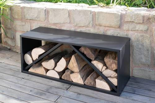 KAMINHOLZREGAL 34,5/40/104 cm  Metall  - Schwarz, Basics, Metall (34,5/40/104cm) - Ambia Garden