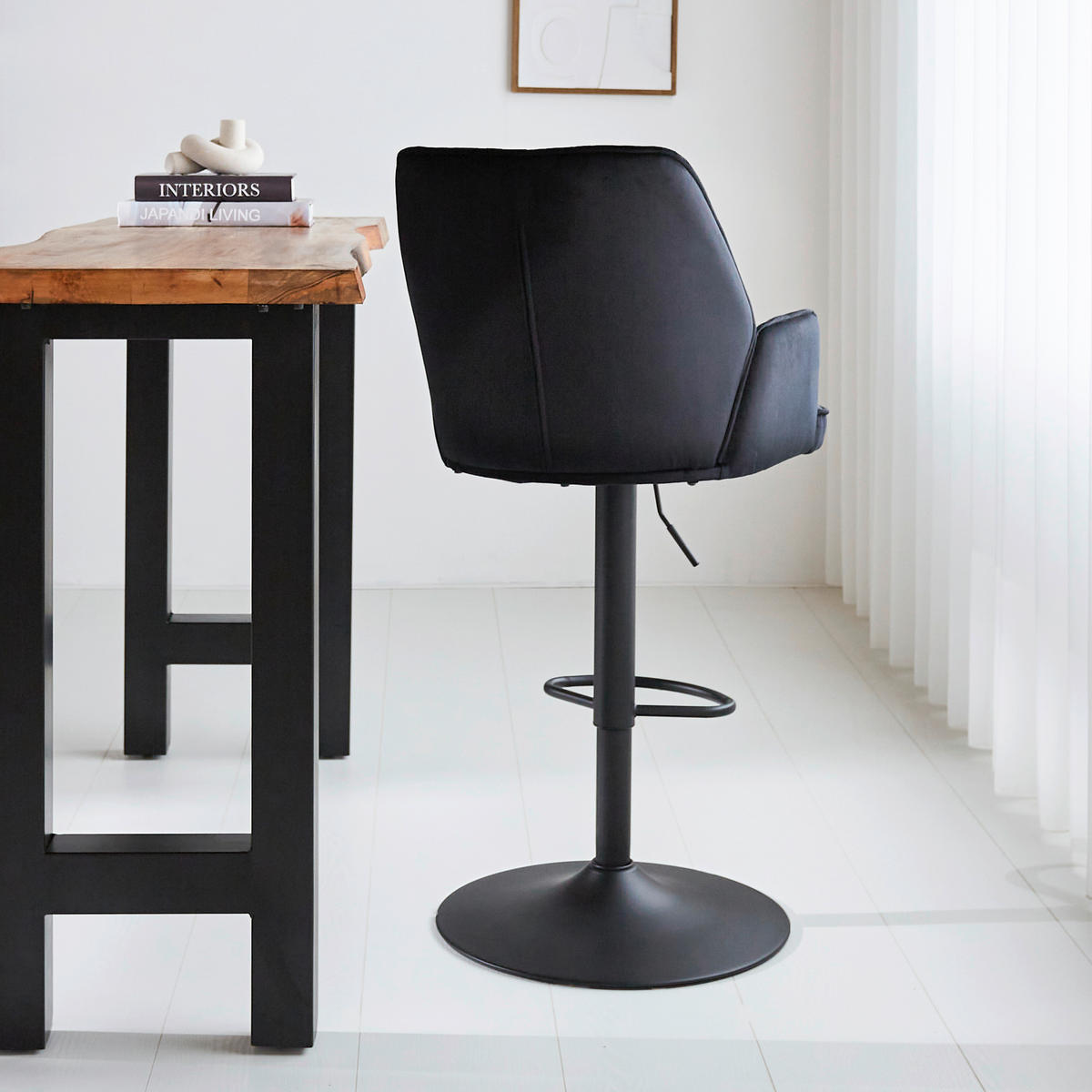 SADA BAROVÝCH STOLIČIEK 2 kus - čierna, Modern, kov/textil (54/100/58cm) - MID.YOU