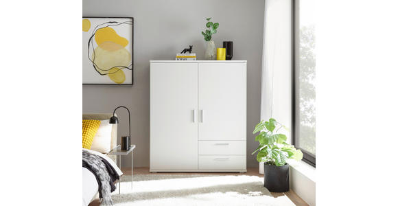 HIGHBOARD , 120/140/38 cm, 2 Schublade(n)  - Alufarben/Weiß, KONVENTIONELL, Holzwerkstoff/Kunststoff (120/140/38cm) - Carryhome