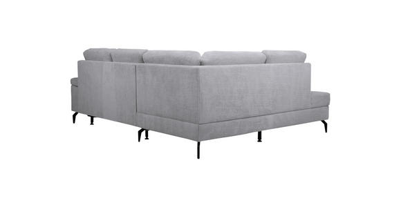 ECKSOFA Hellgrau Velours Bettkasten, Sitzvorzug  - Hellgrau/Schwarz, KONVENTIONELL, Textil/Metall (206/253cm) - Venda