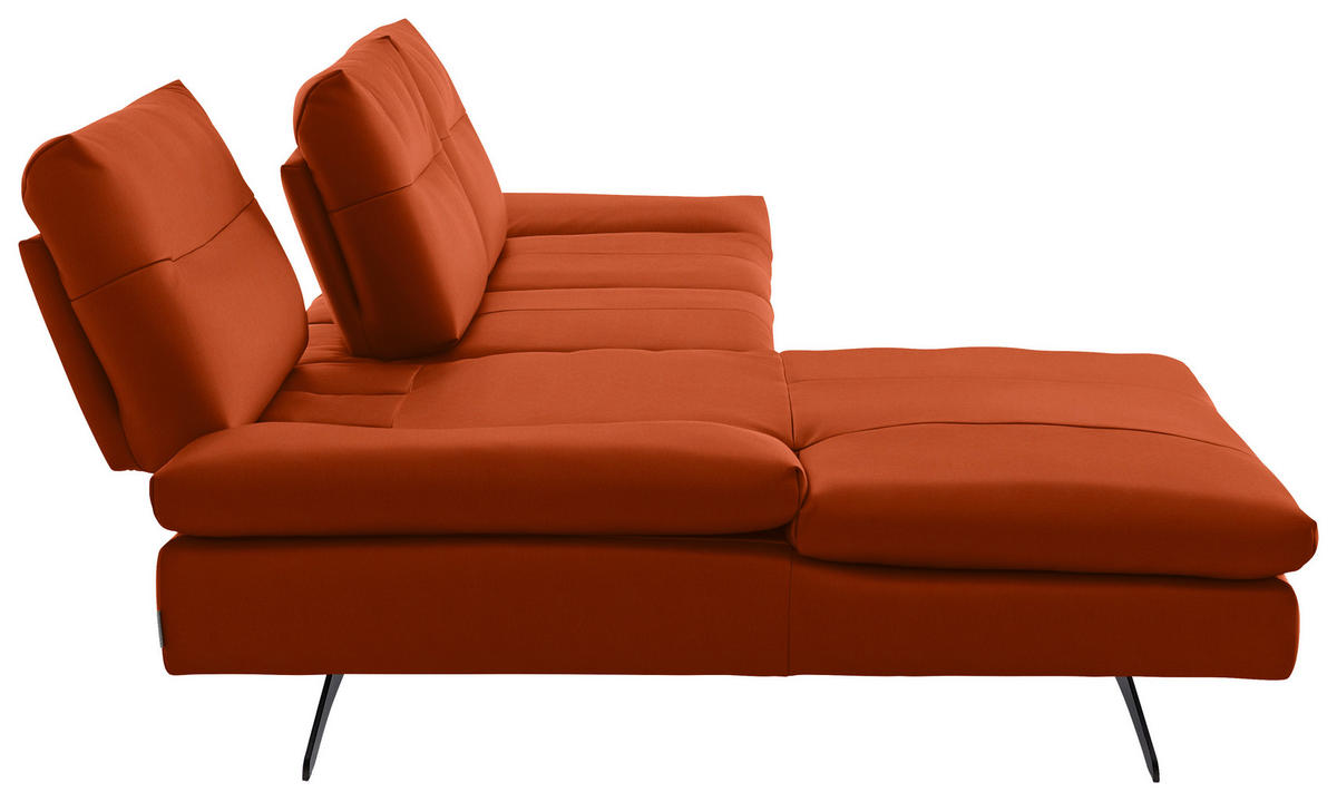 ECKSOFA in Echtleder Terracotta  158/342 cm  - Terracotta/Schwarz, MODERN, Leder/Metall (158/342cm) - Chilliano