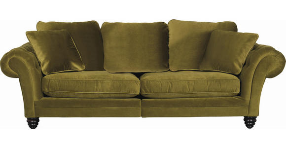 MEGASOFA  in Samt Grün  - Dunkelbraun/Grün, Design, Holz/Textil (273/85/110cm) - Ambia Home