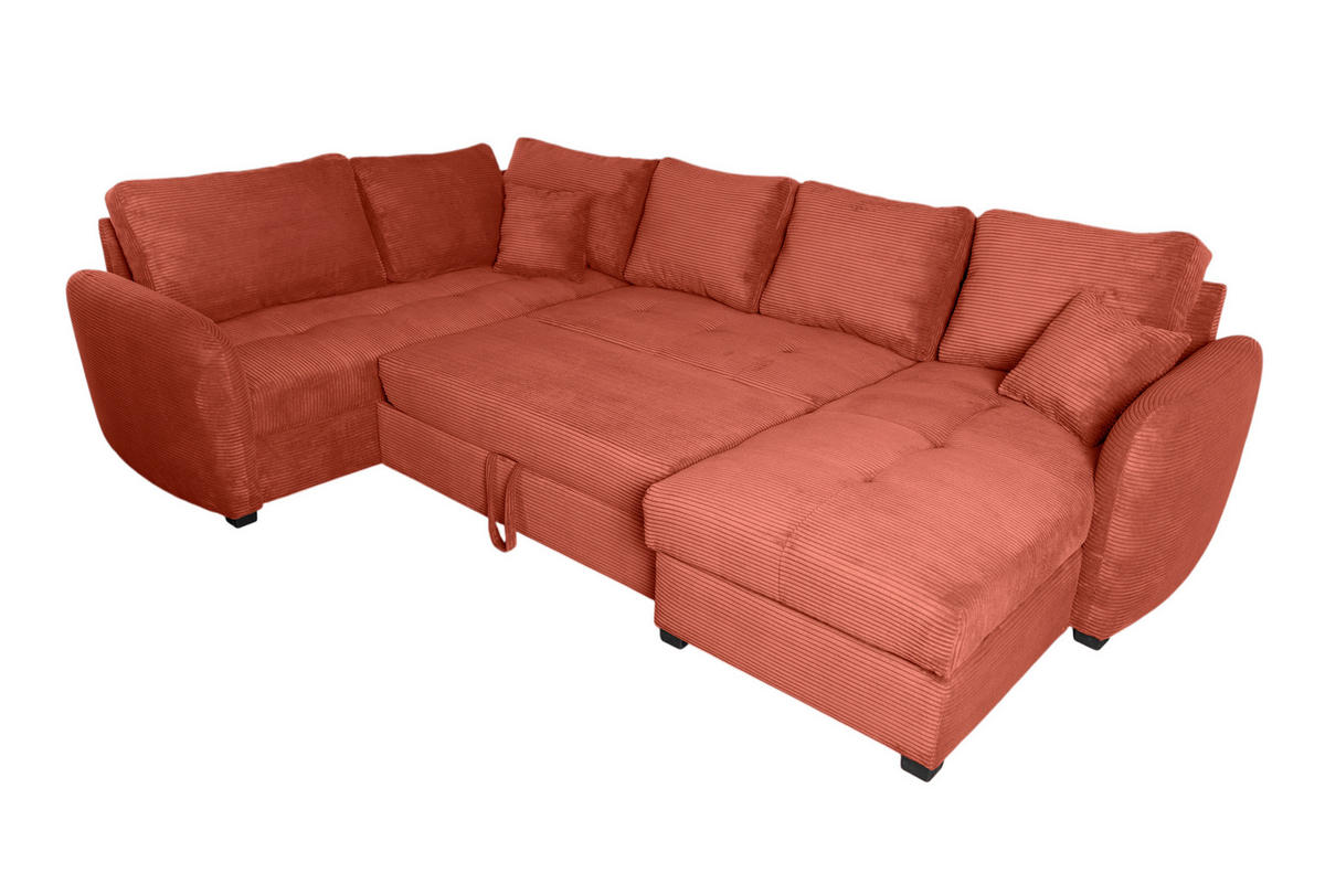 WOHNLANDSCHAFT SORINA Orange Cord  - Schwarz/Orange, Design, Kunststoff/Textil (202/305/157cm) - MID.YOU