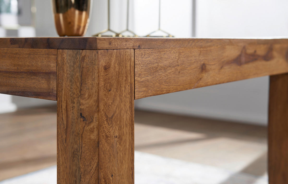 JEDILNA MIZA, masivno indijski rožni les barve indijskega rožnega lesa  - barve indijskega rožnega lesa, Moderno, les (160/76/80cm) - MID.YOU