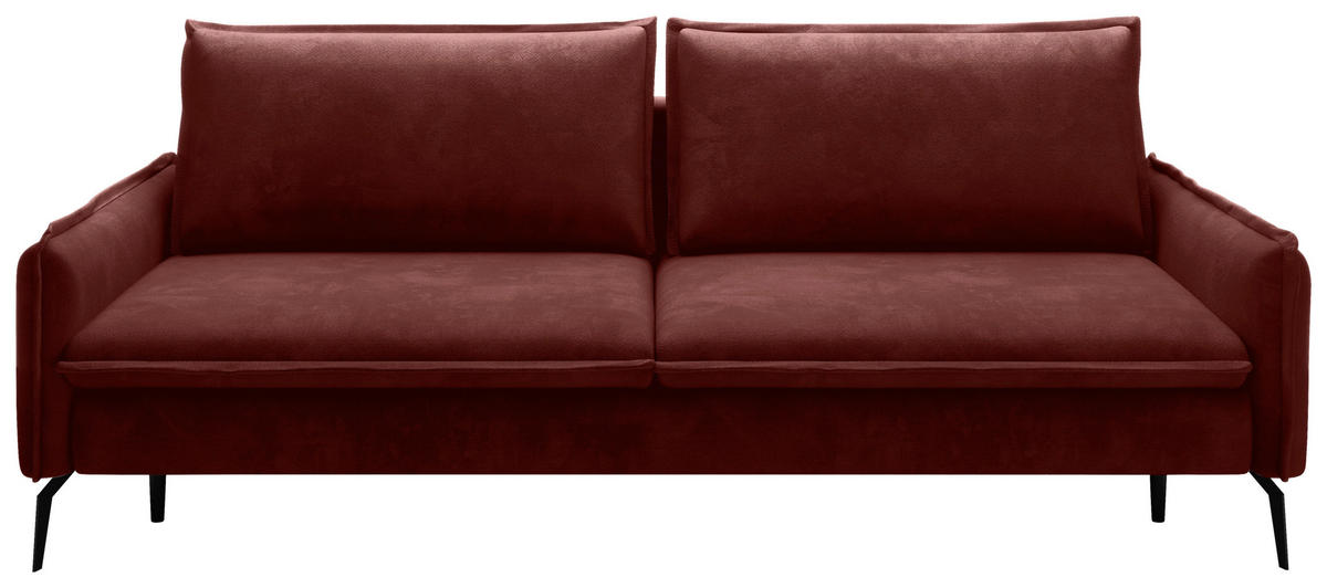 SCHLAFSOFA  mit Liegefunktion, Rücken echt Chenille Bordeaux  - Bordeaux/Schwarz, KONVENTIONELL, Textil/Metall (223/89/107cm) - Carryhome