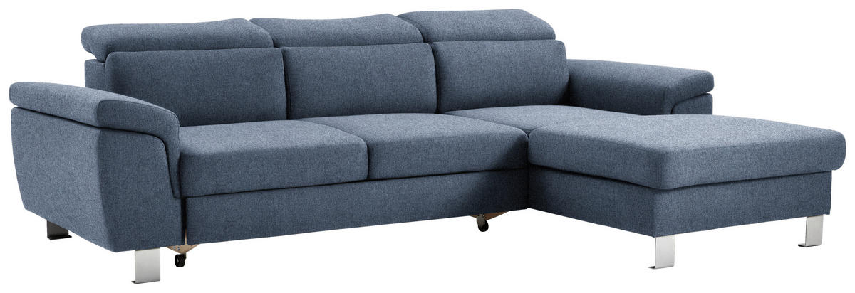 ECKSOFA in Webstoff Blau  - Blau/Silberfarben, Design, Textil/Metall (250/167cm) - Xora
