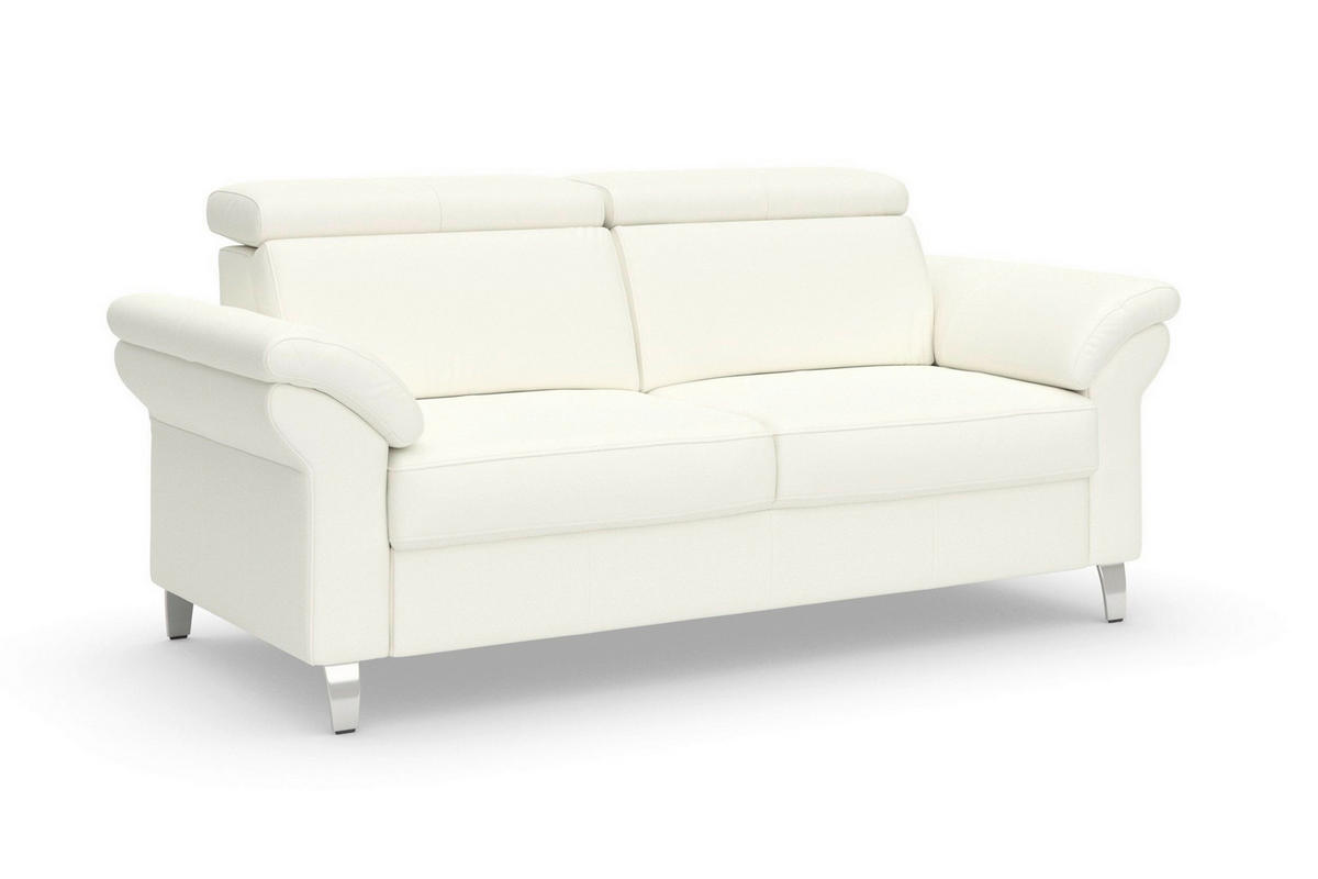 3-SITZER-SOFA ARNGAST E Echtleder Weiß  - Chromfarben/Weiß, Basics, Leder/Metall (186/84/93cm) - Sit & More