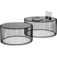 BEISTELLTISCHSET in Metall, Glas 60-69,5/60-69,5/30,5-33,5 cm  - Schwarz, LIFESTYLE, Glas/Metall (60-69,5/60-69,5/30,5-33,5cm) - Ambia Home