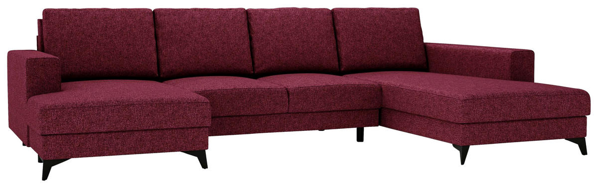 WOHNLANDSCHAFT in Flachgewebe Rot  - Rot/Schwarz, Design, Textil/Metall (156/339/190cm) - Livetastic