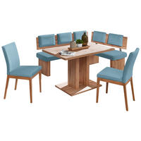 ECKBANKGRUPPE in Textil, Holzwerkstoff Eichefarben, Hellblau  - Eichefarben/Hellblau, Konventionell, Holzwerkstoff/Textil - Cantus