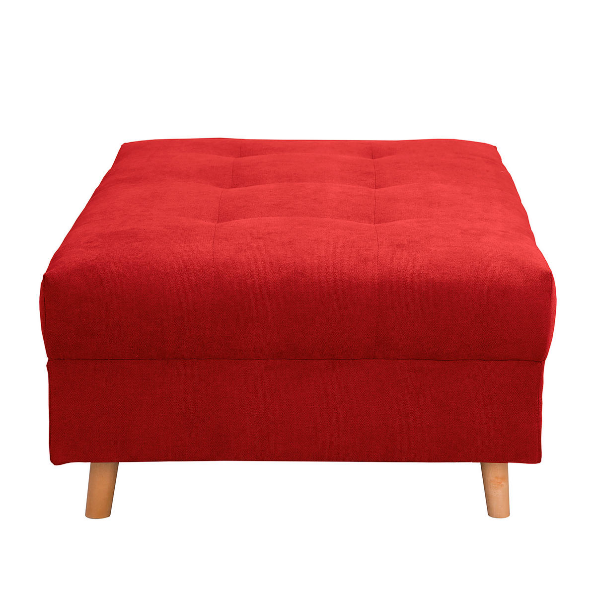 ECKSOFA inkl. Hocker Ariella Rot Mikrofaser Rückenkissen, Hocker  - Rot/Naturfarben, Design, Holz/Textil (161/231cm) - Livetastic