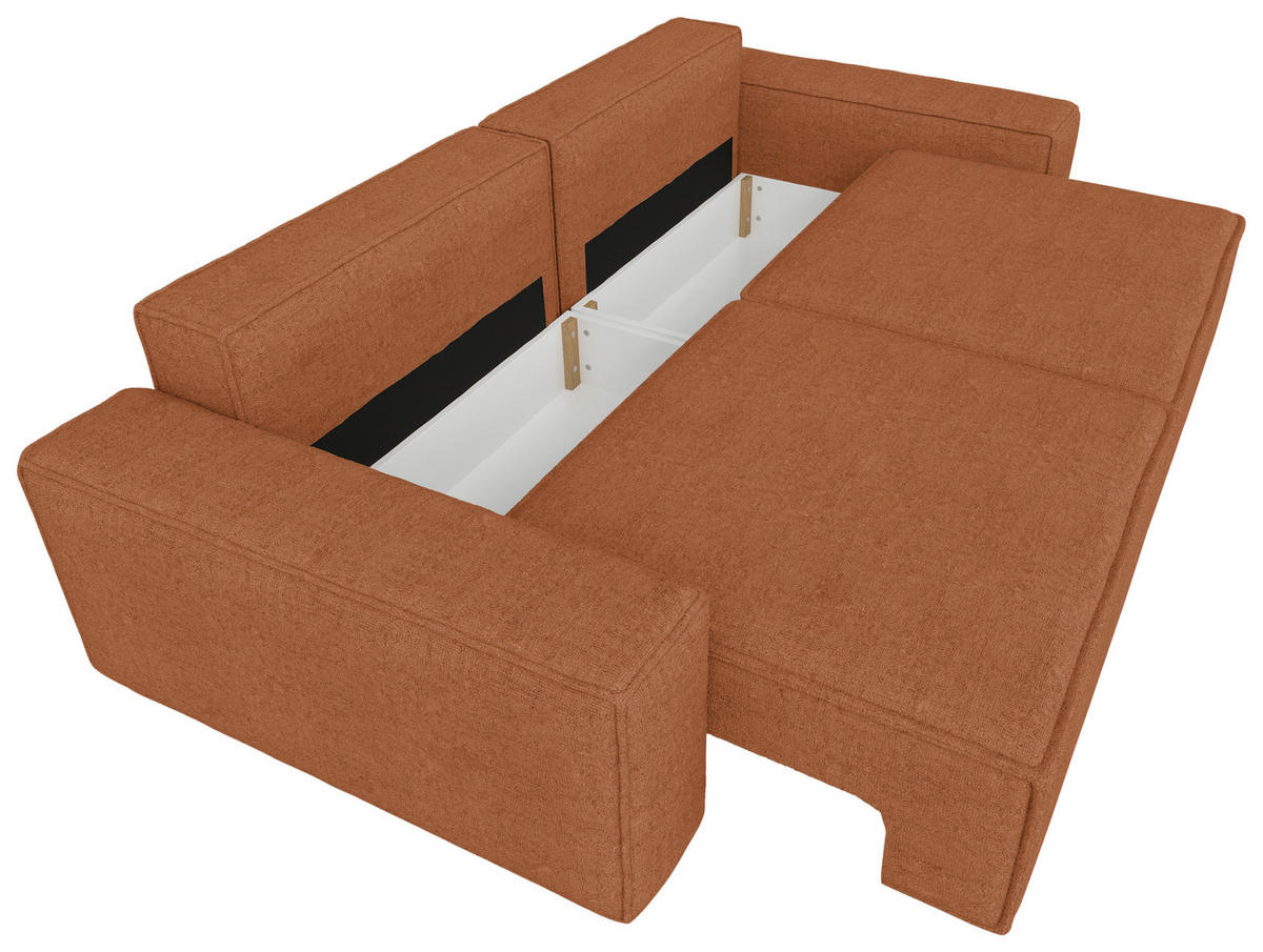 SCHLAFSOFA Webstoff Rostfarben  - Rostfarben/Schwarz, KONVENTIONELL, Kunststoff/Textil (256/83/115cm) - Carryhome