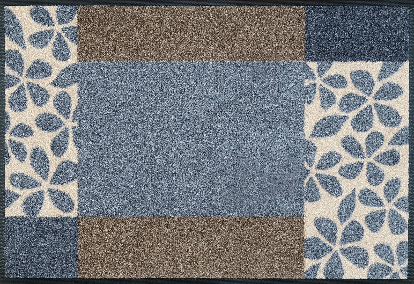 FUßMATTE 50/75 cm Florita Blue  - Blau/Braun, KONVENTIONELL, Kunststoff/Textil (50/75cm) - wash+dry