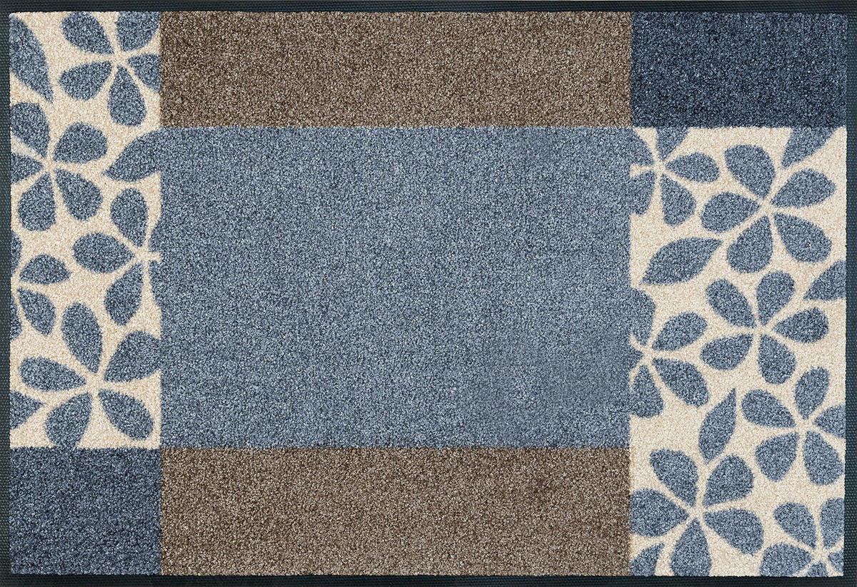 FUßMATTE 50/75 cm Florita Blue  - Blau/Braun, KONVENTIONELL, Kunststoff/Textil (50/75cm) - wash+dry