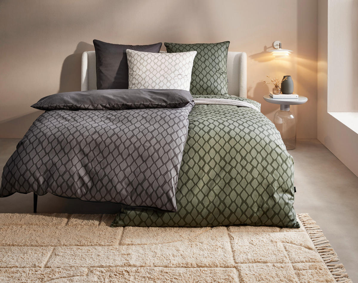 BETTWÄSCHESET Satin 160/210 cm  50 cm/70 cm  - Grün, Design, Textil (160/210cm) - Dieter Knoll