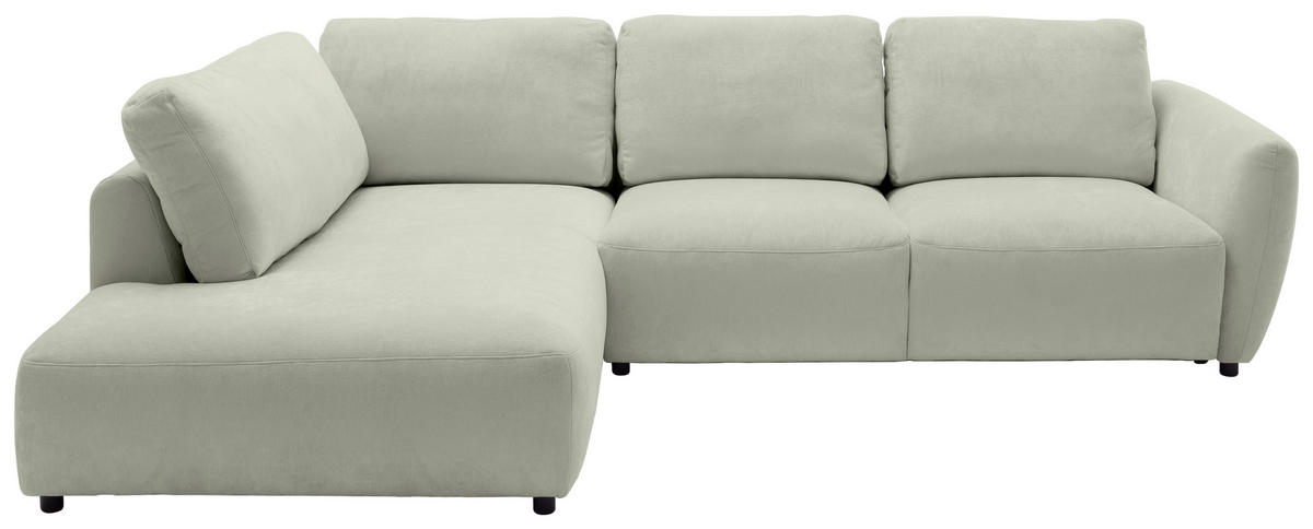 ECKSOFA  in Chenille Salbeigrün  224/307 cm  - Salbeigrün/Schwarz, KONVENTIONELL, Kunststoff/Textil (224/307cm) - Hom`in