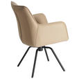 ARMLEHNSTUHL  Sitzfläche 360° drehbar, inklusive Armlehnen, automatische Rückholfunktion  Echtleder  - Beige/Schwarz, Design, Leder/Metall (59/87/62cm) - Novel