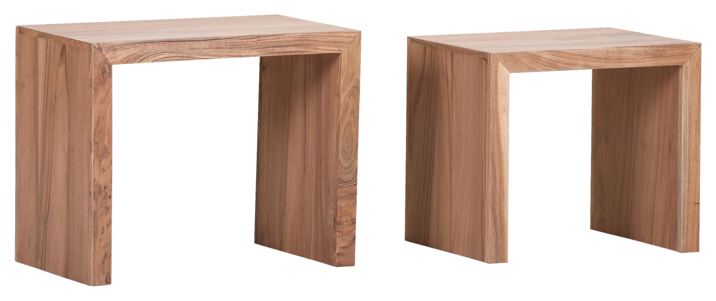 BEISTELLTISCHSET Akazie massiv rechteckig Akaziefarben  - Akaziefarben, LIFESTYLE, Holz (45-55/35/40-45cm) - Landscape