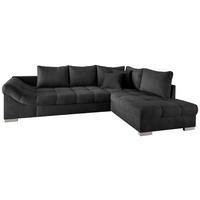 ECKSCHLAFSOFA in Mikrofaser Schwarz  - Silberfarben/Schwarz, Design, Holz/Textil (298/202cm) - MID.YOU