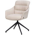 ARMLEHNSTUHL  Sitzfläche 360° drehbar, inklusive Armlehnen, automatische Rückholfunktion  Echtleder  - Beige, Design, Leder/Metall (62/85,5/65cm) - Dieter Knoll