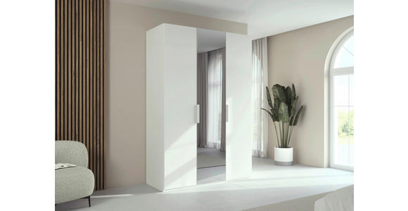 DREHTÜRENSCHRANK 151/235/61 cm,  in Weiß, 3-türig  - Weiß, Basics, Glas/Holzwerkstoff (151/235/61cm) - Novel