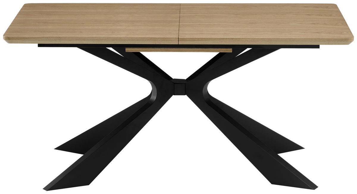 ESSTISCH 160-210/90/76 cm Echtholz, Nachbildung  Holz, Metall, Holzwerkstoff ausziehbar rechteckig Schwarz, Eichefarben  - Eichefarben/Schwarz, MODERN, Holz/Holzwerkstoff (160-210/90/76cm) - P & B