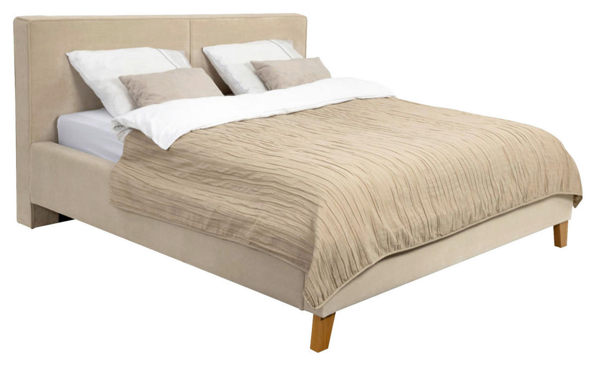 POLSTERBETT Creme 180/200 cm  - Eichefarben/Creme, MODERN, Holz/Textil (180/200cm) - MID.YOU