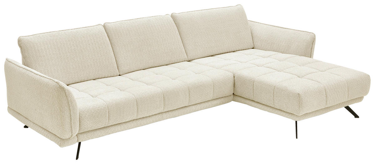 ECKSOFA Naturfarben Chenille  - Schwarz/Naturfarben, KONVENTIONELL, Textil/Metall (285/178cm) - Carryhome