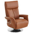 RELAXSESSEL in Leder Braun  - Edelstahlfarben/Braun, Design, Leder/Metall (78/112/85cm) - Cantus