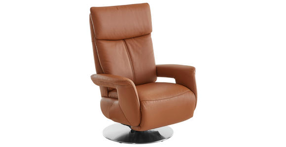 RELAXSESSEL in Leder Braun - Edelstahlfarben/Braun, Design, Leder/Metall (78/112/85cm) - Cantus