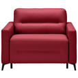 SCHLAFSESSEL  in Echtleder Rot  - Rot/Schwarz, Design, Leder/Metall (115/89/97cm) - Novel