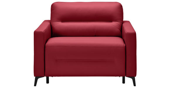 SCHLAFSESSEL  in Echtleder Rot  - Rot/Schwarz, Design, Leder/Metall (115/89/97cm) - Novel