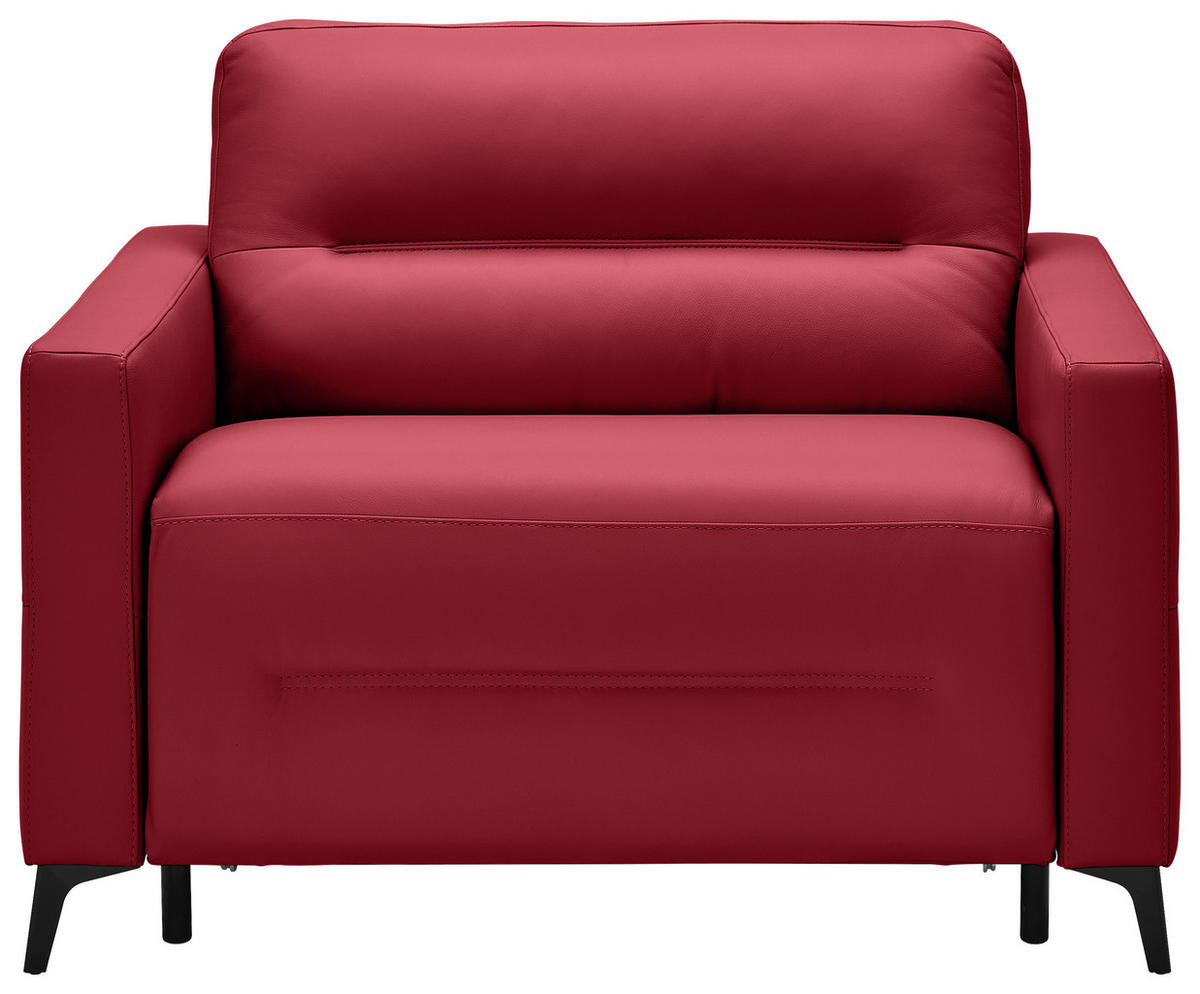 SCHLAFSESSEL Echtleder Rot    - Rot/Schwarz, Design, Leder/Metall (115/89/97cm) - Novel